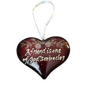 Heart-Shaped Resin Ornament – “A Friend is One of God’s Miracles”